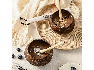 Ciotola per Colazione di Cocco Legno 20Cm Guscio con Coperchio Gusci Organici Ciotole per Antipasti