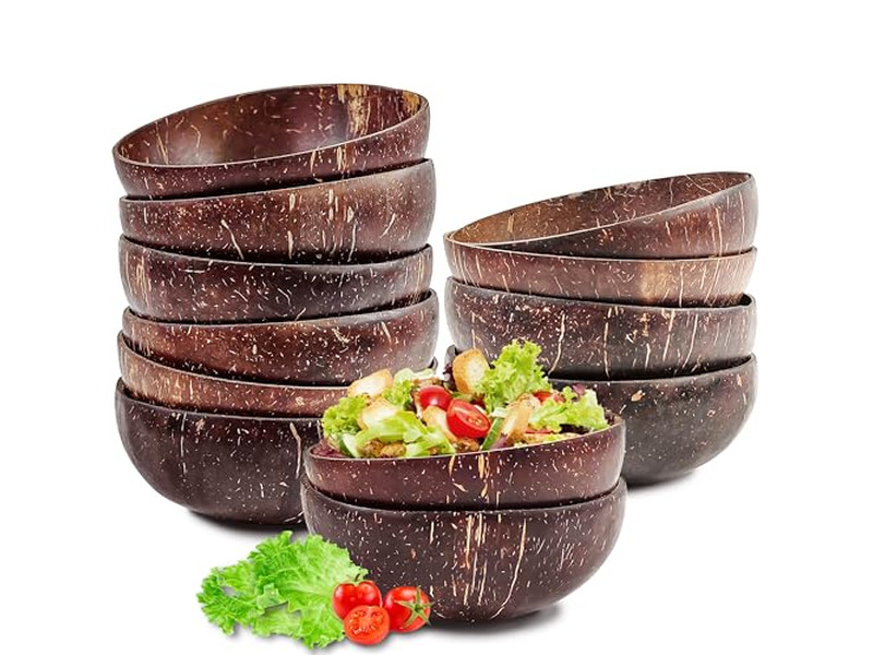 Ciotola per Impasto di Guscio di Cocco Logo Fatta a Mano Legno Rustico Vassoio per Utensili in Legno