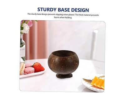 Ciotole di Cocco 100% Ciotola di Guscio di Cocco Ciotola Grezza Jumbo 12Cm Snack Mezzo Guscio