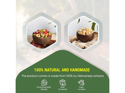 Set di Ciotole di Bambù 7 per Cibo Ciotola di Gelato di Cocco 32 4 Grande Guscio Organico