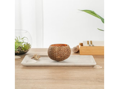 Ciotola di Cocco Spedizione Gratuita Bianco Laccato Naturale Jumbo Set Lucidato