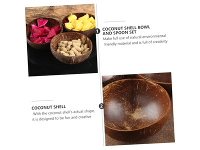 Ciotola di Cocco Design Palma con Gusci Set di Ciotole in Legno Intrecciato Insalata Intagliata a Mano