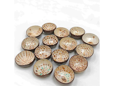 Ciotola di Cocco Decorazione per Feste Set Eco-Friendly 36 Senza Oscillazioni Tutto Naturale