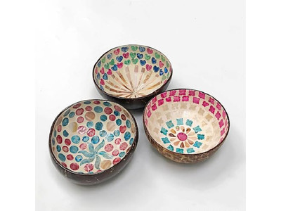 Ciotola di Cocco Decorazione per Feste Set Eco-Friendly 36 Senza Oscillazioni Tutto Naturale