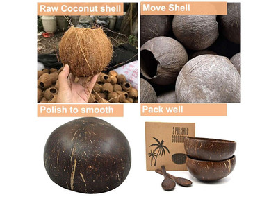 Ciotole di Cocco Fabbrica Ciotola per Gelato Dessert Lucidata Riutilizzabile