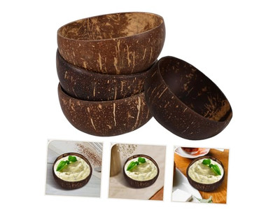 Ciotola di Cocco per Cena Ciotole Vuote Artigianato Manuale Guscio Spoom Piccola Piana