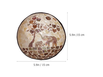 Ciotola di Cocco Incisa Mezze di Guscio di Cocco Grande Set di Servizio Portacibo Naturale