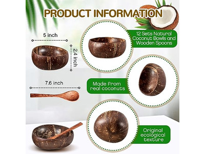 Ciotola per Insalata di Frutta Set di Cucina in Legno con Maschera di Bambù Guscio di Cocco