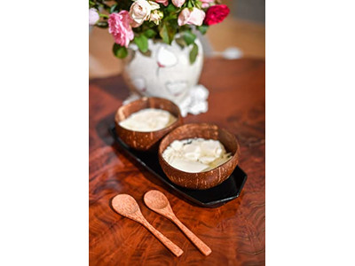 Ciotola di Servizio Jumbo Ciotole per Insalata Gusci 500Ml Guscio di Cocco Bulk Candela di Legno