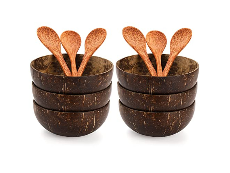 Ciotola di Servizio Ciotole di Bambù Cocchi Forchette di Cocco Cocopalm Piatto Cucchiaio Supporto Piatto