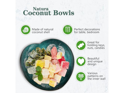 Set di Ciotole di Legno Grande Cocco Coperchio Crudo Decorazioni Calde Prodotti Artigianali